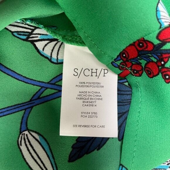 CAbi Primrose Green Floral Blouse Sleeveless V Neck Style 3785 Size S - Picture 8 of 9